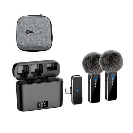 K70 - Micrófono Solapero Inalámbrico Profesional Dual